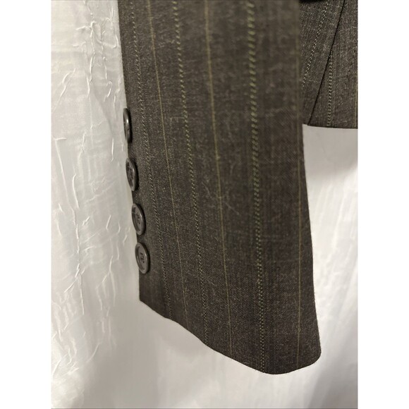 Trina Turk Women's Pin Striped Brown Crop Lined 1 Button Blazer Jacket Size 4 - Picture 5 of 8